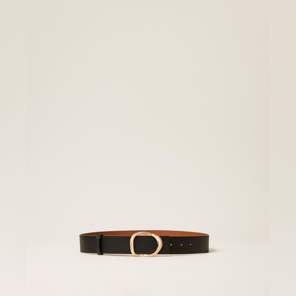 Twinset Milano Reversible leather belt with buckle Size Small